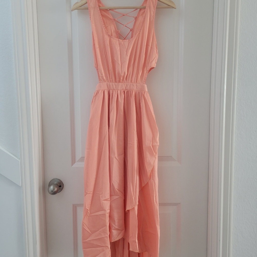 Summer flowy pastel orange dress